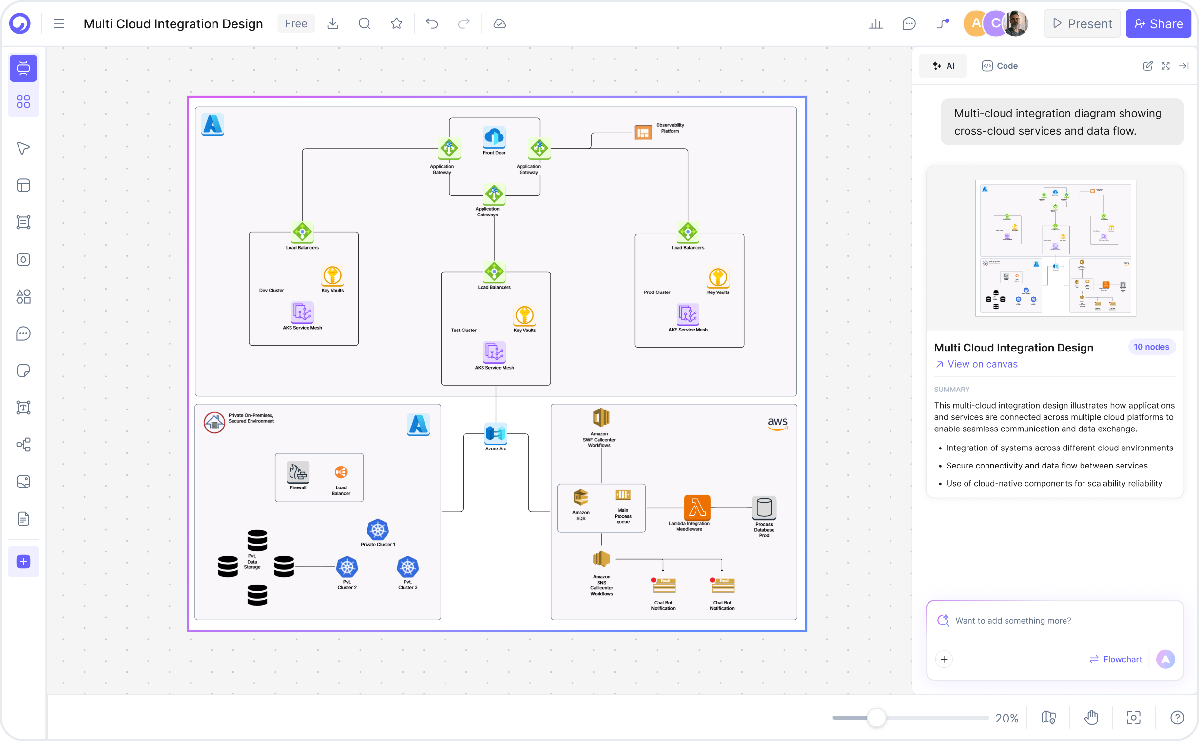 Cómo crear un diagrama de arquitectura multi-cloud con Cloudairy — seis pasos desde el prompt hasta la exportación
